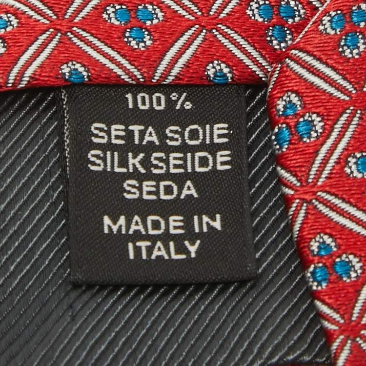 Pre Owned Ermenegildo Zegna Red Jacquard Silk Tie 