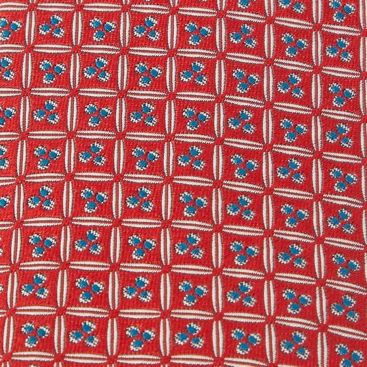 Pre Owned Ermenegildo Zegna Red Jacquard Silk Tie 
