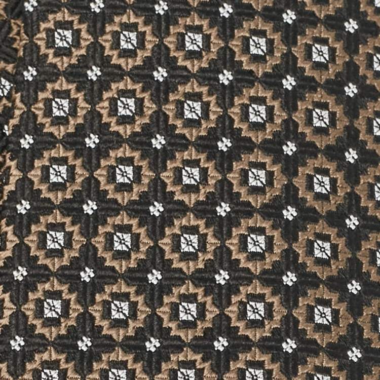 Pre Owned Ermenegildo Zegna Black Jacquard Silk Tie 