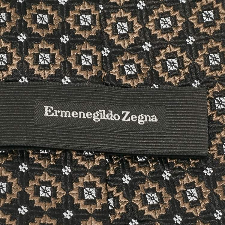 Pre Owned Ermenegildo Zegna Black Jacquard Silk Tie 