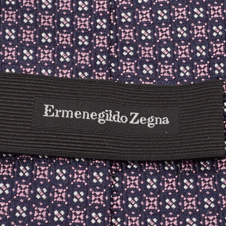 Pre Owned Ermenegildo Zegna Purple Patterned Silk Tie 