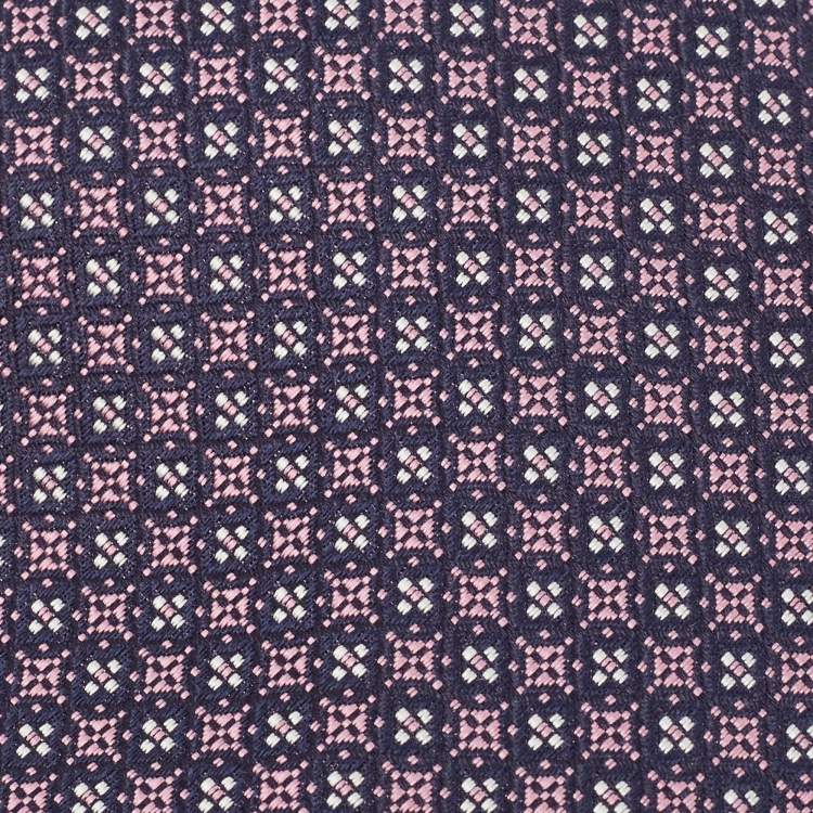 Pre Owned Ermenegildo Zegna Purple Patterned Silk Tie 