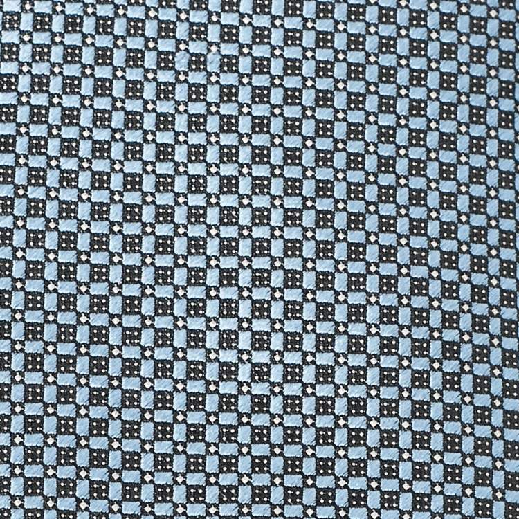 Pre Owned Ermenegildo Zegna Blue Patterned Silk Tie 