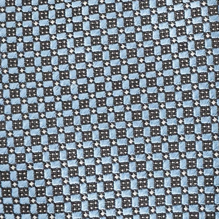 Pre Owned Ermenegildo Zegna Blue Patterned Silk Tie 