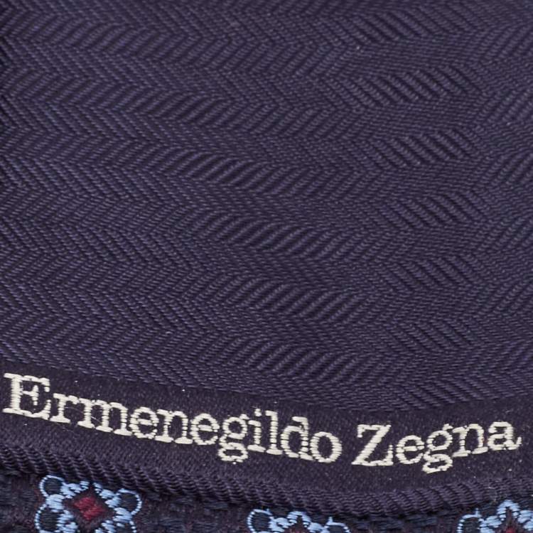 Pre Owned Ermenegildo Zegna Blue Floral Pattern Silk Tie 