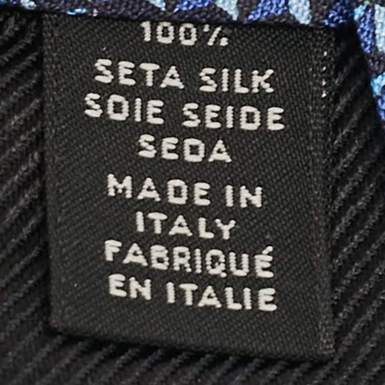 Pre Owned Ermenegildo Zegna Blue Printed Silk Tie 