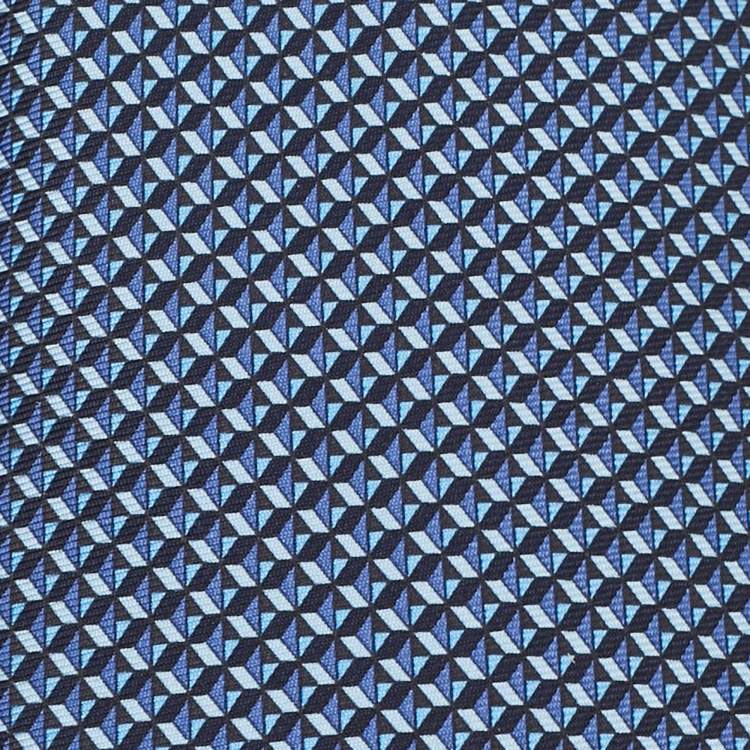 Pre Owned Ermenegildo Zegna Blue Printed Silk Tie 