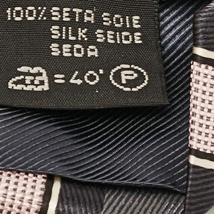 Pre Owned Ermenegildo Zegna Grey Striped Silk Tie 