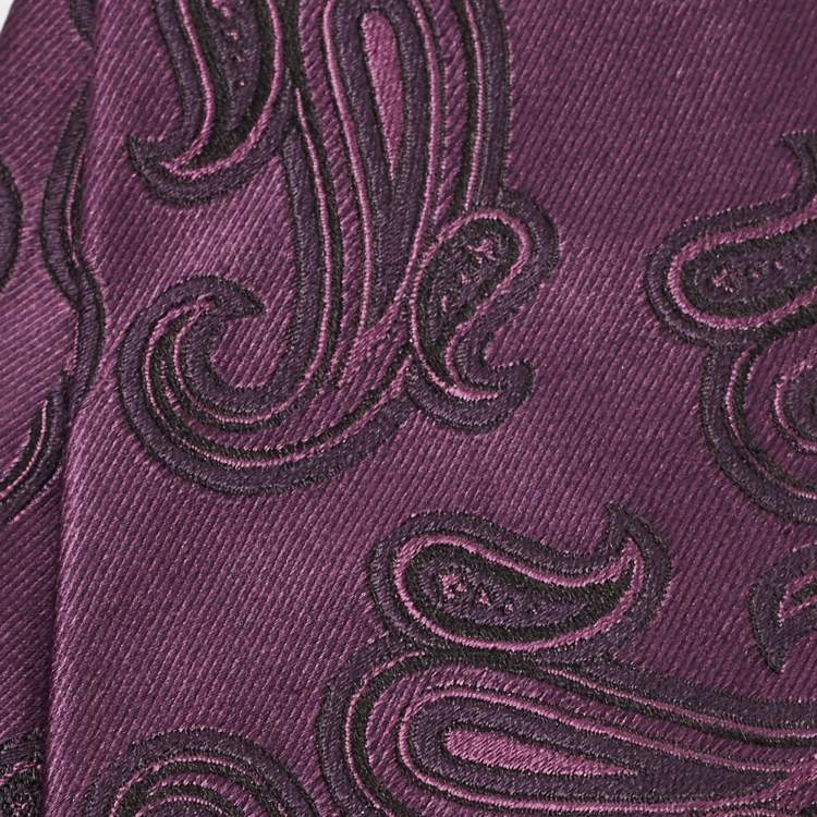 Pre Owned Ermenegildo Zegna Purple Paisley Silk Classic Tie