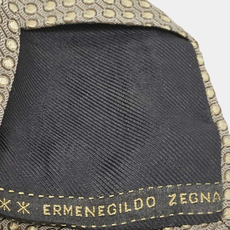 Pre Owned Ermenegildo Zegna Grey/Yellow Jacquard Silk Tie