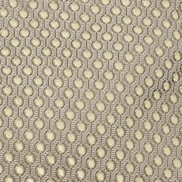Pre Owned Ermenegildo Zegna Grey/Yellow Jacquard Silk Tie