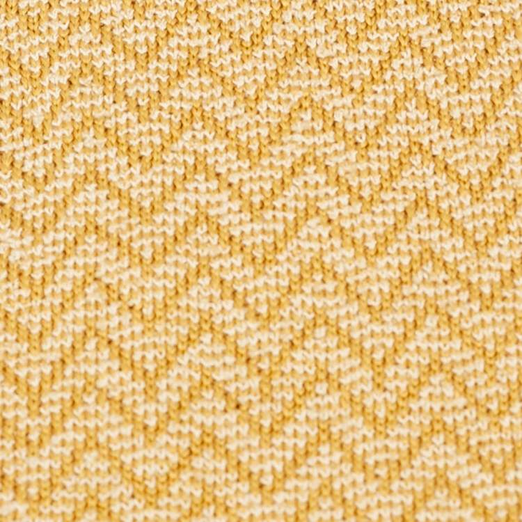Pre Owned Ermenegildo Zegna Yellow Chevron Knit Standard Tie 