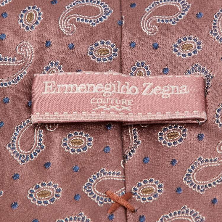 Pre Owned Ermenegildo Zegna Pink Paisley Silk Classic Tie