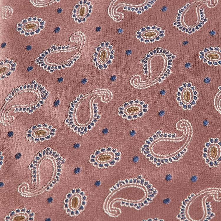 Pre Owned Ermenegildo Zegna Pink Paisley Silk Classic Tie