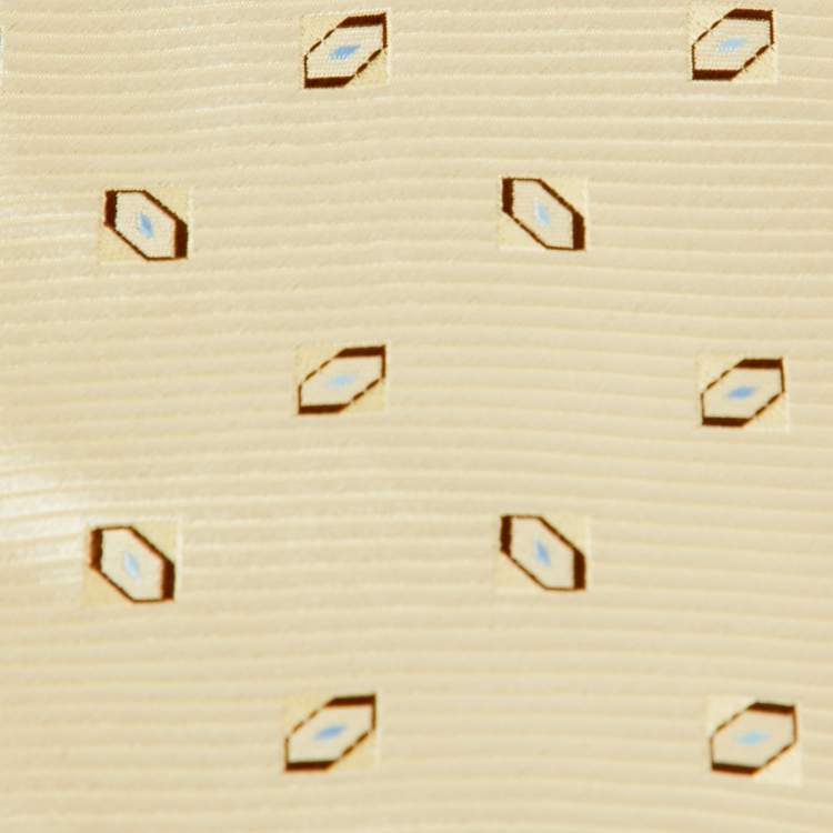Pre Owned Ermenegildo Zegna Yellow Patterned Silk Classic Tie 