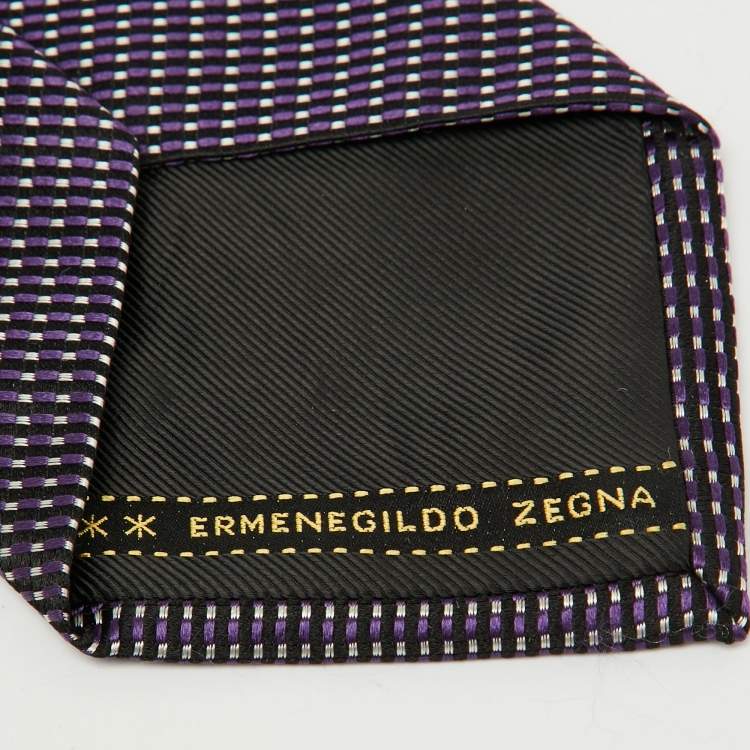Pre Owned Ermenegildo Zegna Purple Patterned Silk Tie