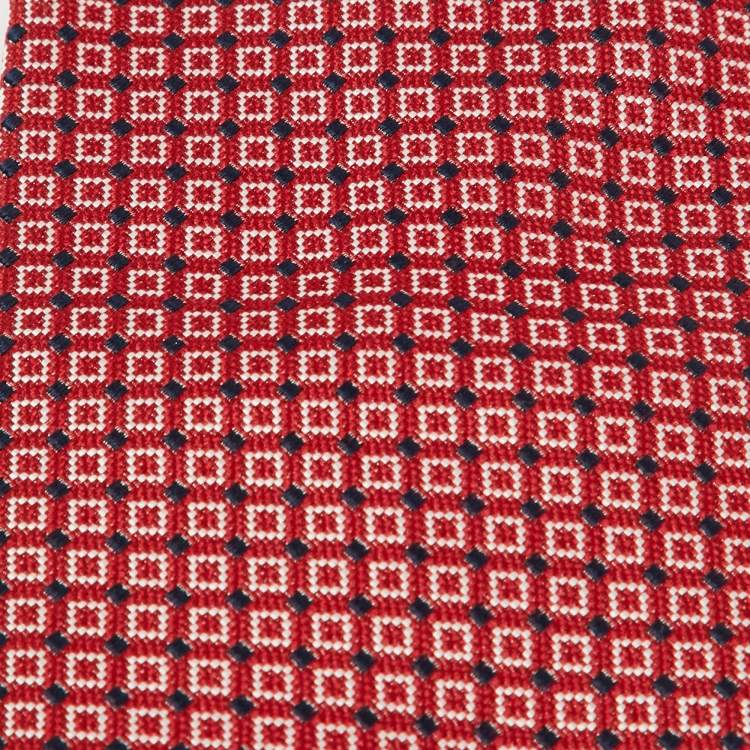 Pre Owned Ermenegildo Zegna Su Misura Red Patterned Silk Tie 