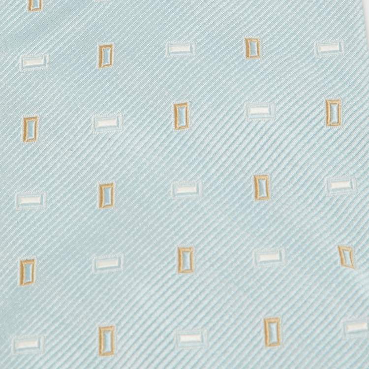 Pre Owned Ermenegildo Zegna Su Misura Blue Patterned Silk Tie 