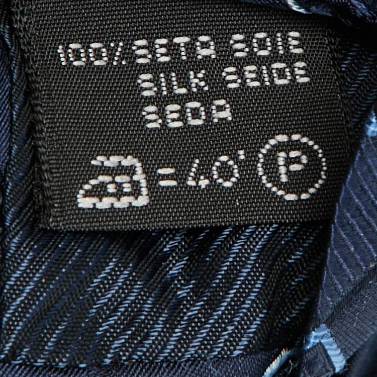 Pre Owned Ermenegildo Zegna Su Misura Blue Square Patterned Silk Tie