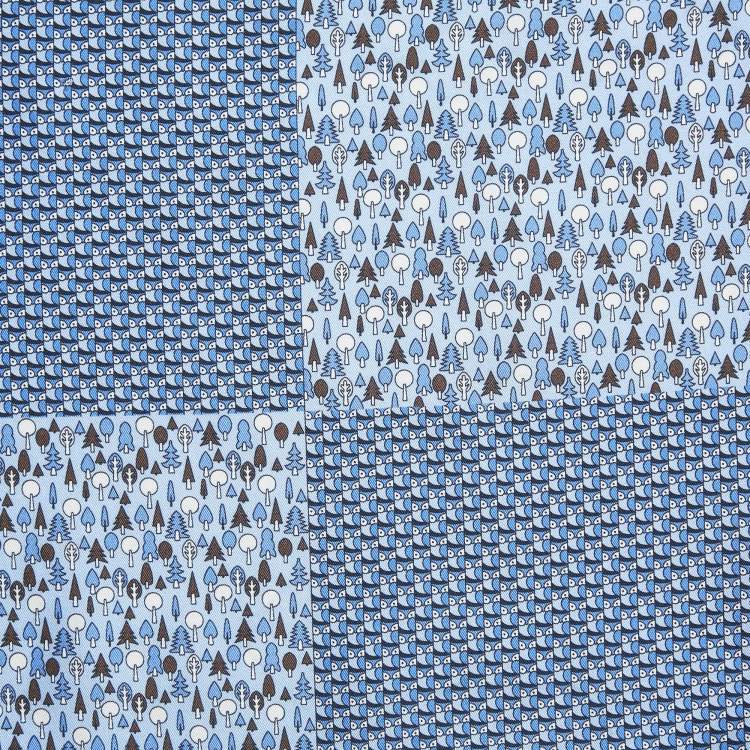 Pre Owned Ermenegildo Zegna Navy Blue Printed Silk Pocket Square