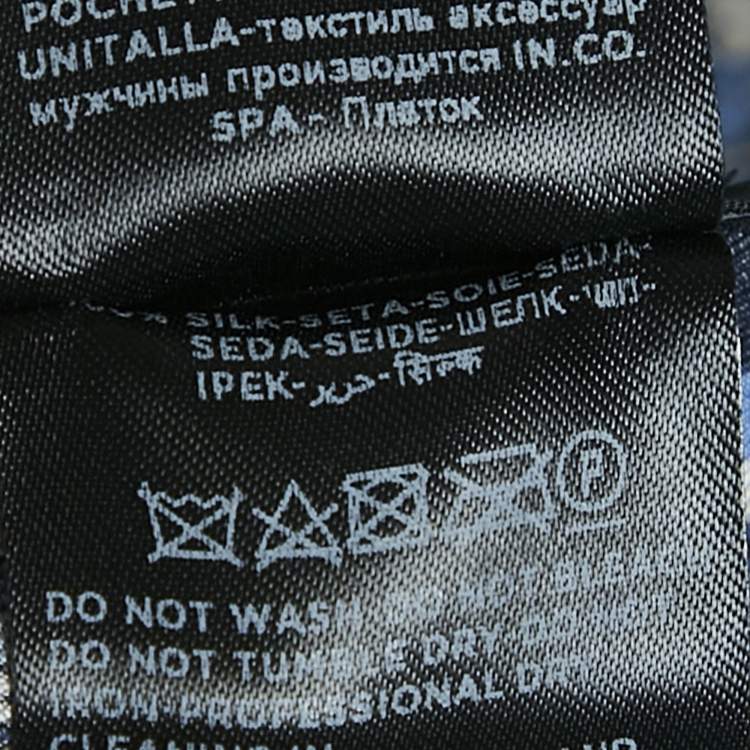 Pre Owned Ermenegildo Zegna Navy Blue Printed Silk Pocket Square
