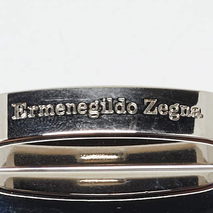Pre Owned Ermenegildo Zegna Black Leather Cut to Size Reversible Belt