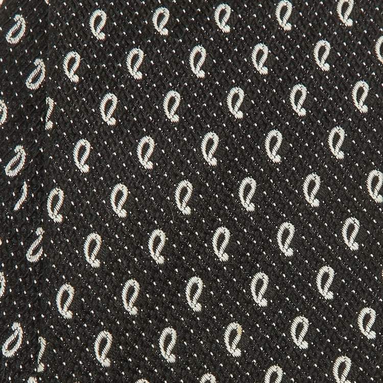 Pre Owned Ermenegildo Zegna Black Paisley Pattern Silk Tie