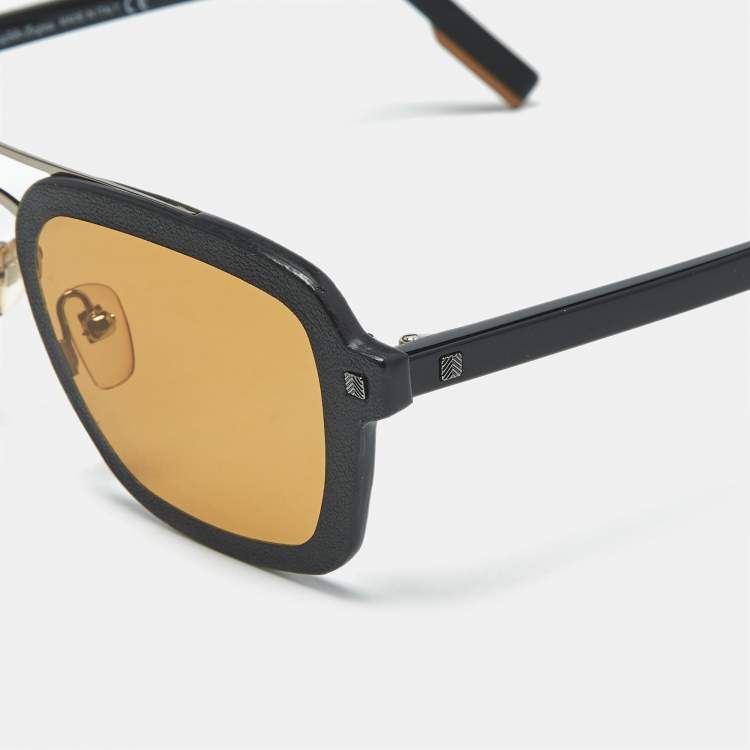 Pre Owned Ermenegildo Zegna Brown/Black EZ0120 Square Sunglasses