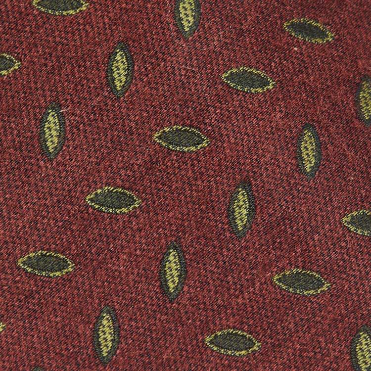 Pre Owned Ermenegildo Zegna Brown Patterned Silk Blend Traditional Tie