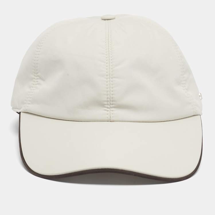 Pre Owned Ermenegildo Zegna Off-White Synthetic Zephyr Baseball Cap S