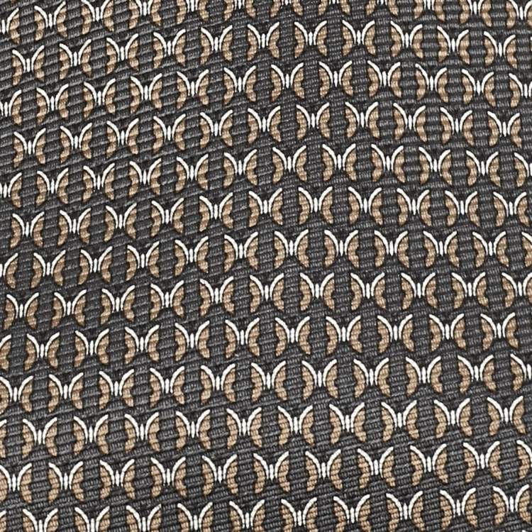 Pre Owned Ermenegildo Zegna Green Butterfly Print Silk Tie
