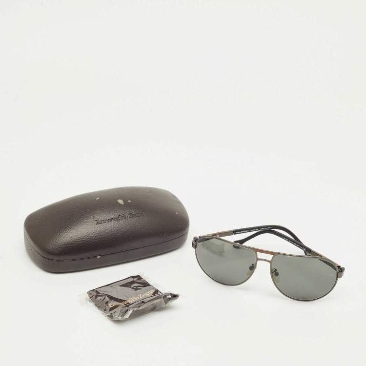 Pre Owned Ermenegildo Zegna Black SZ 3283 Aviator Sunglasses