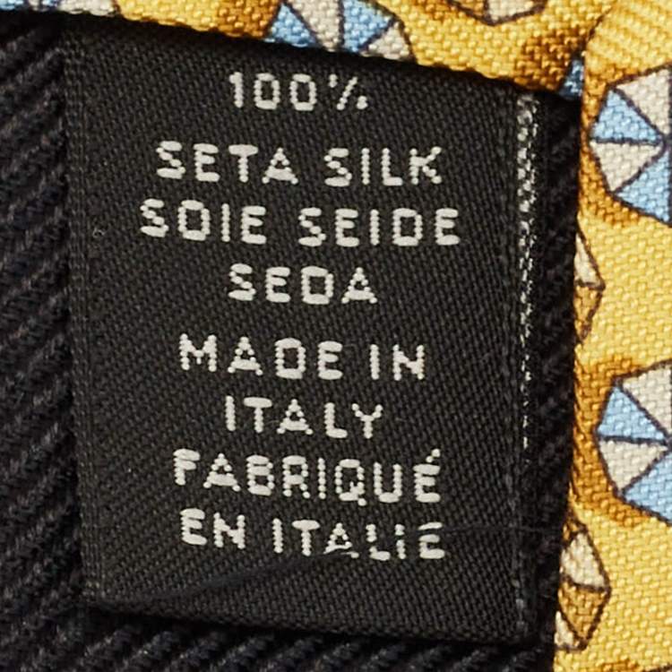 Pre Owned Ermenegildo Zegna Yellow Patterned Silk Tie