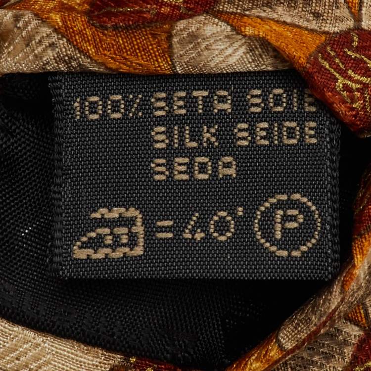 Pre Owned ربطة عنق ايرمنيجلدو زينيا حرير برتقالي مطبوع تقليدي