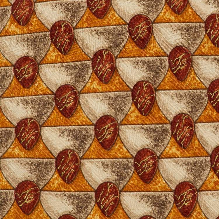 Pre Owned ربطة عنق ايرمنيجلدو زينيا حرير برتقالي مطبوع تقليدي