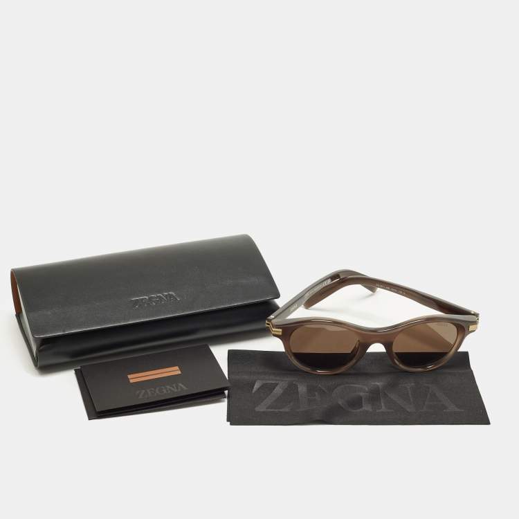 Pre Owned Ermenegildo Zegna Grey  EZ 0271 Frame Round Sunglasses