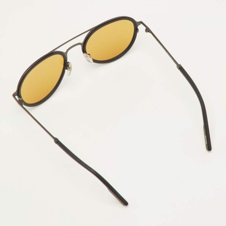 Pre Owned Ermenegildo Zegna Brown/Black EZ 0156 Aviator Sunglasses