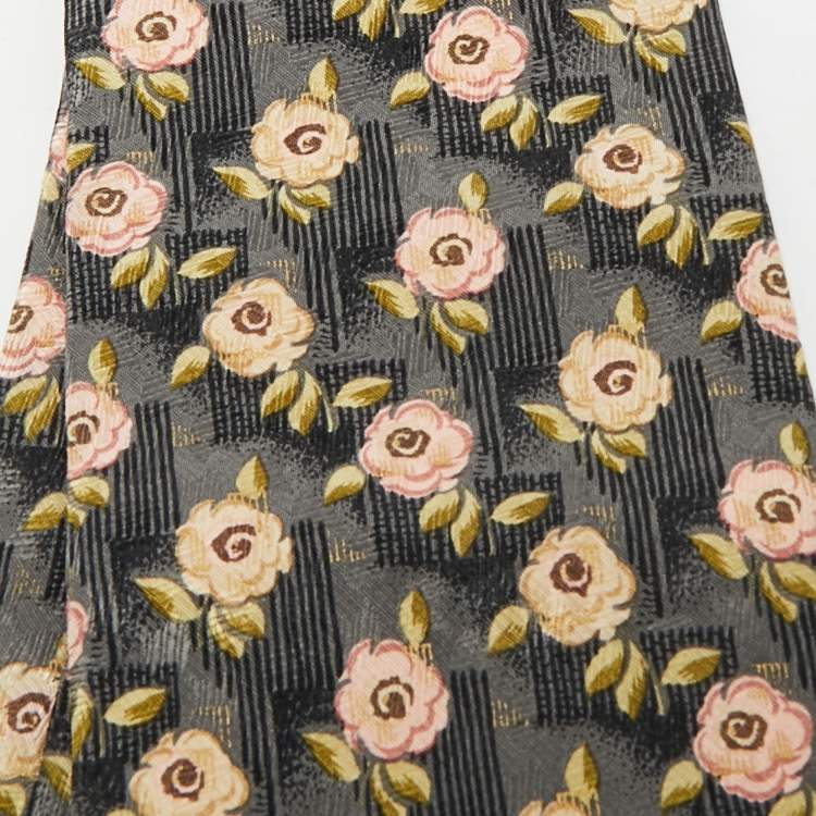 Pre Owned Ermenegildo Zegna Multicolor Floral Print Silk Tie