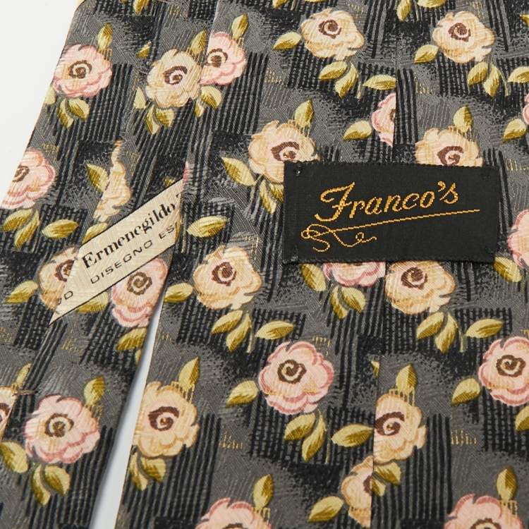 Pre Owned Ermenegildo Zegna Multicolor Floral Print Silk Tie