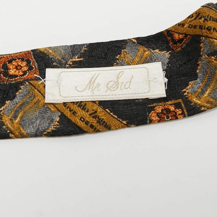 Pre Owned Ermenegildo Zegna Black Print Silk Tie