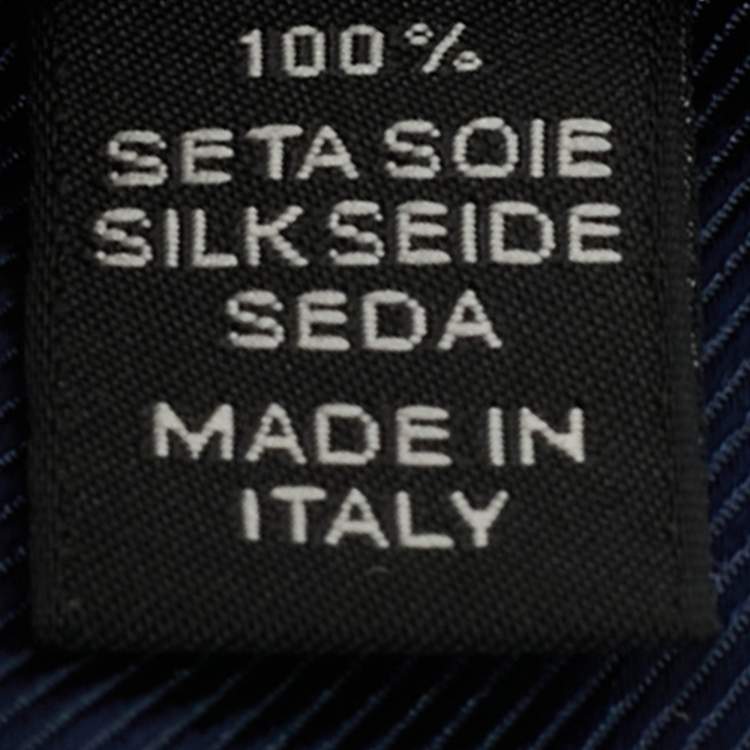 Pre Owned Ermenegildo Zegna Blue Geometric Pattern Silk Tie