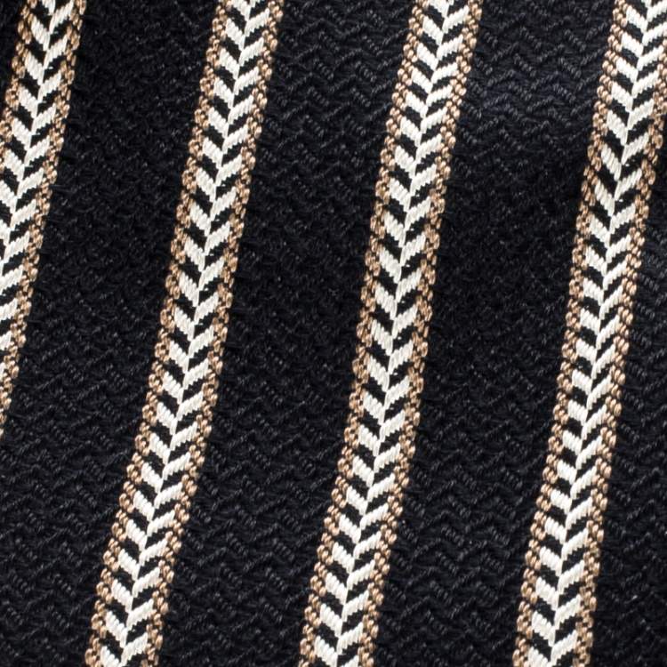 Pre Owned Ermenegildo Zegna Black Diagonal Striped Silk Jacquard Traditional Tie
