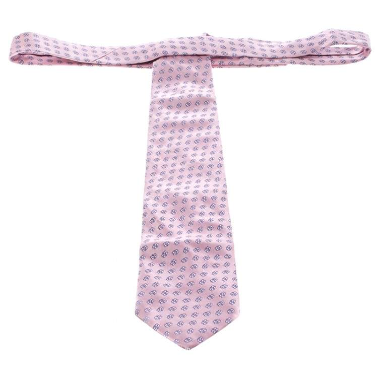 Pre Owned Ermenegildo Zegna Blush Pink Patterned Silk Jacquard Tie