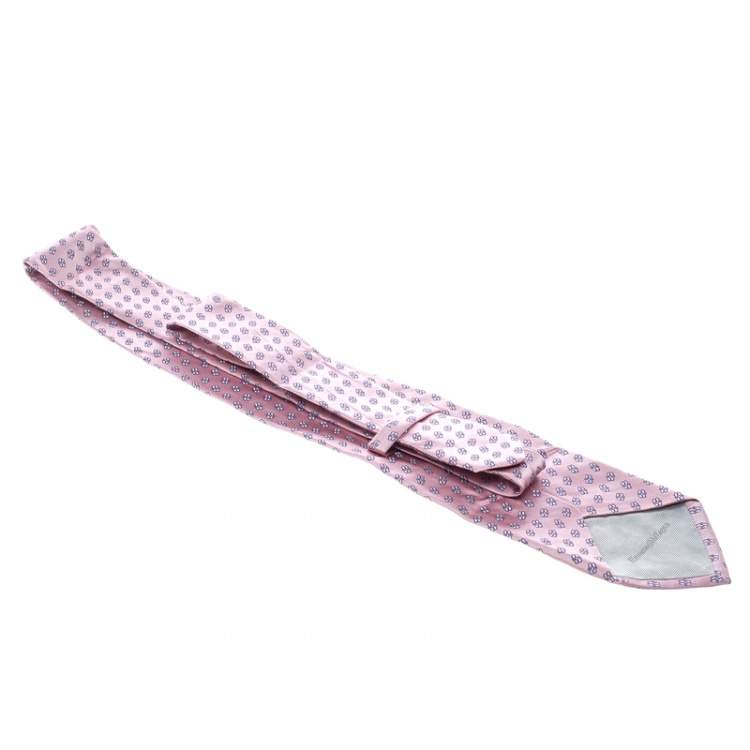 Pre Owned Ermenegildo Zegna Blush Pink Patterned Silk Jacquard Tie