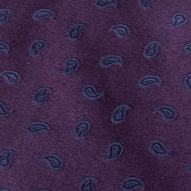 Pre Owned Ermenegildo Zegna Purple Paisley Pattern Silk Jacquard Tie
