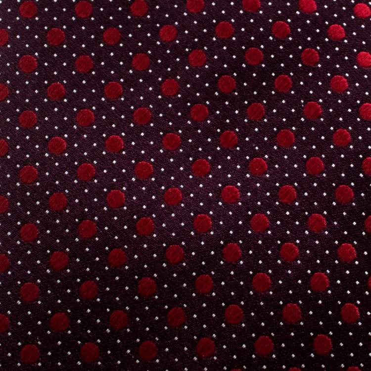 Pre Owned Ermenegildo Zegna Burgundy Dotted Silk Jacquard Traditional Tie