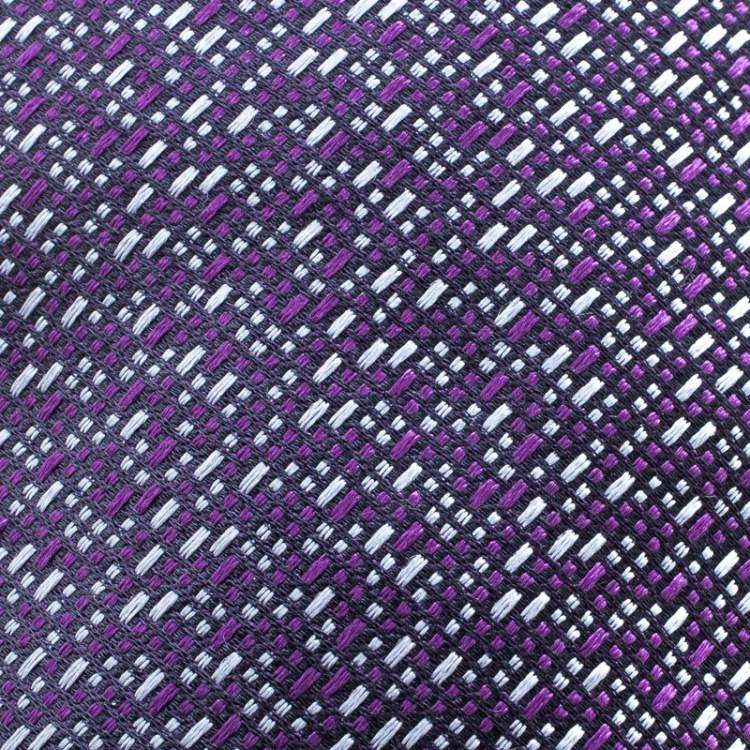 مملوكة مسبقًا Ermenegildo Zegna Purple and Grey Patterened Silk Jacquard Tie
