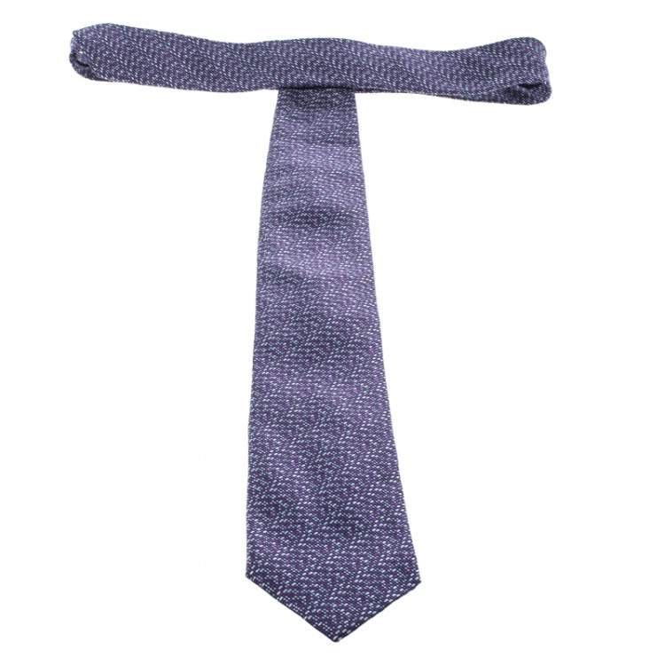 مملوكة مسبقًا Ermenegildo Zegna Purple and Grey Patterened Silk Jacquard Tie