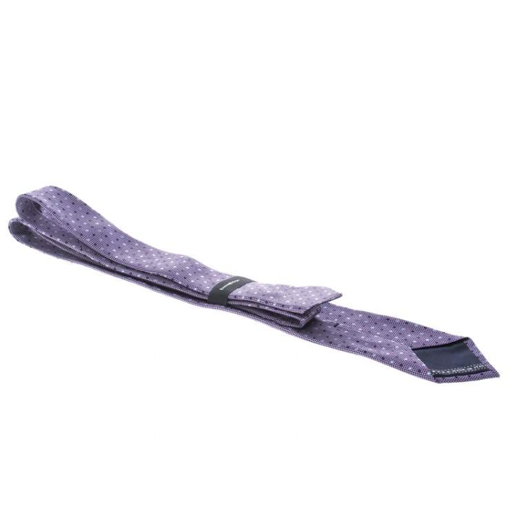 Pre Owned Ermenegildo Zegna Navy Blue and Purple Dotted Silk Jacquard Tie