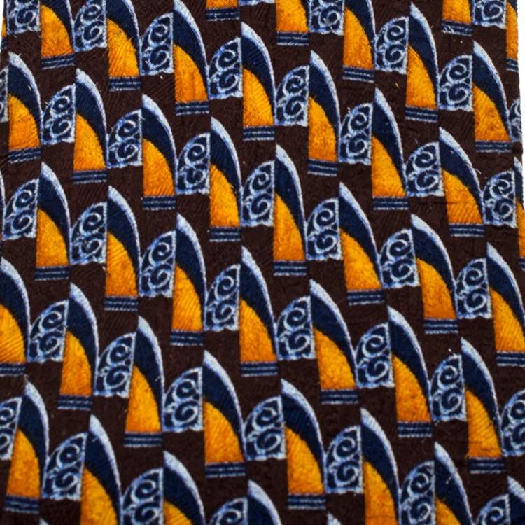 Pre Owned Ermenegildo Zegna Vintage Multicolor Silk Jacquard Traditional Tie